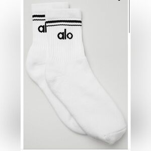 ALO Unisex Half-Crew Throwback Sock - M White/Black